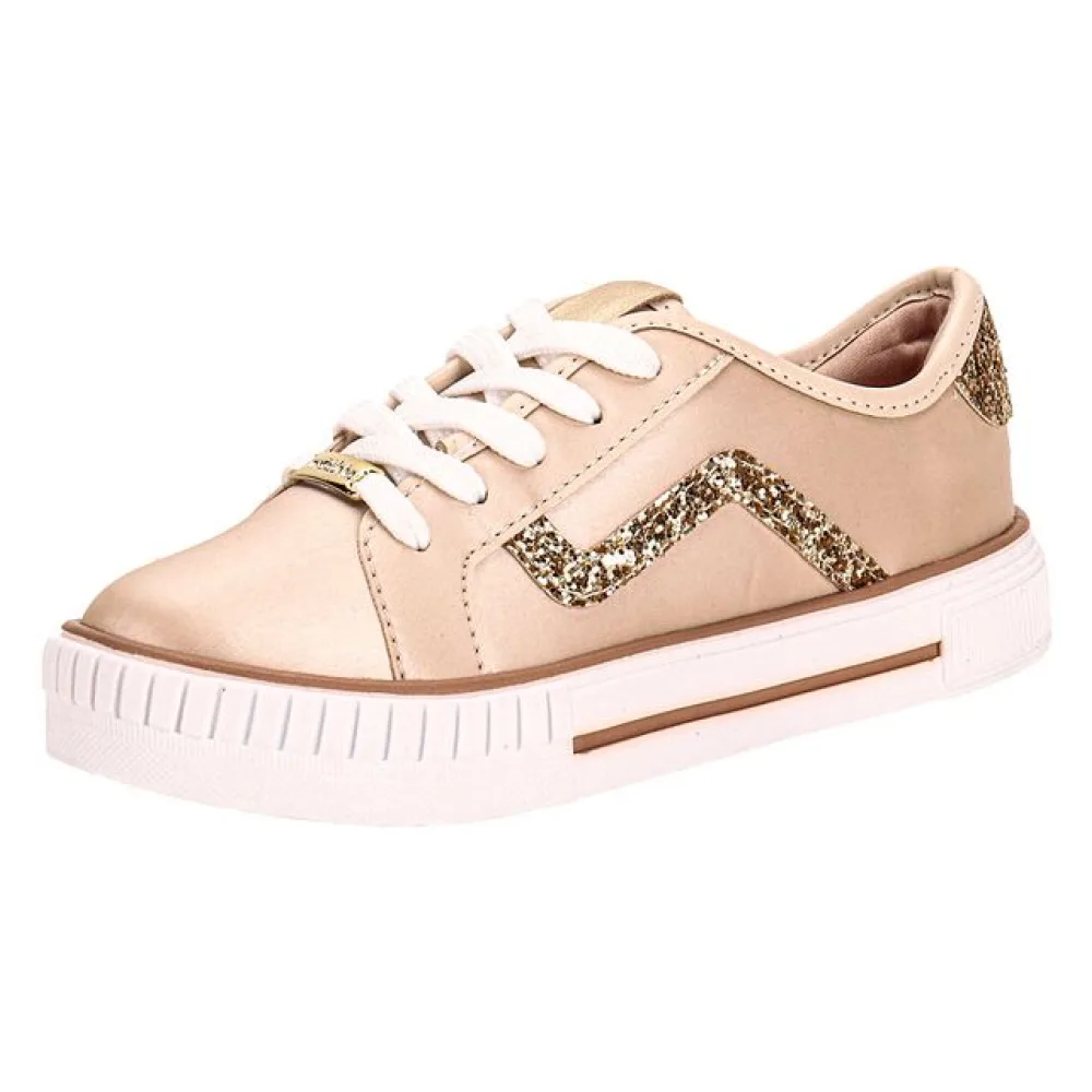 Tênis Infantil Feminino Molekinha 2565109 BEGE/OURO 26