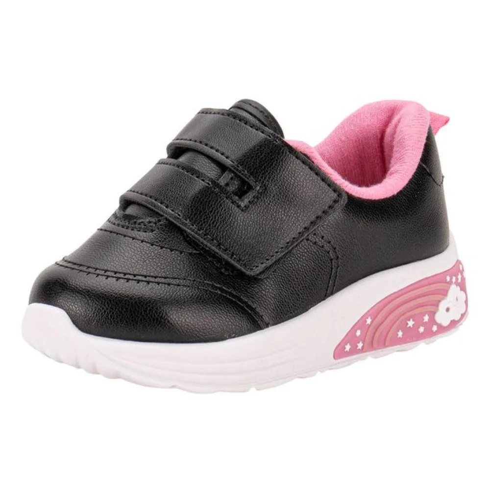 Tênis Infantil Feminino Baby Led Molekinha 2731205 PRETO/ROSA 17
