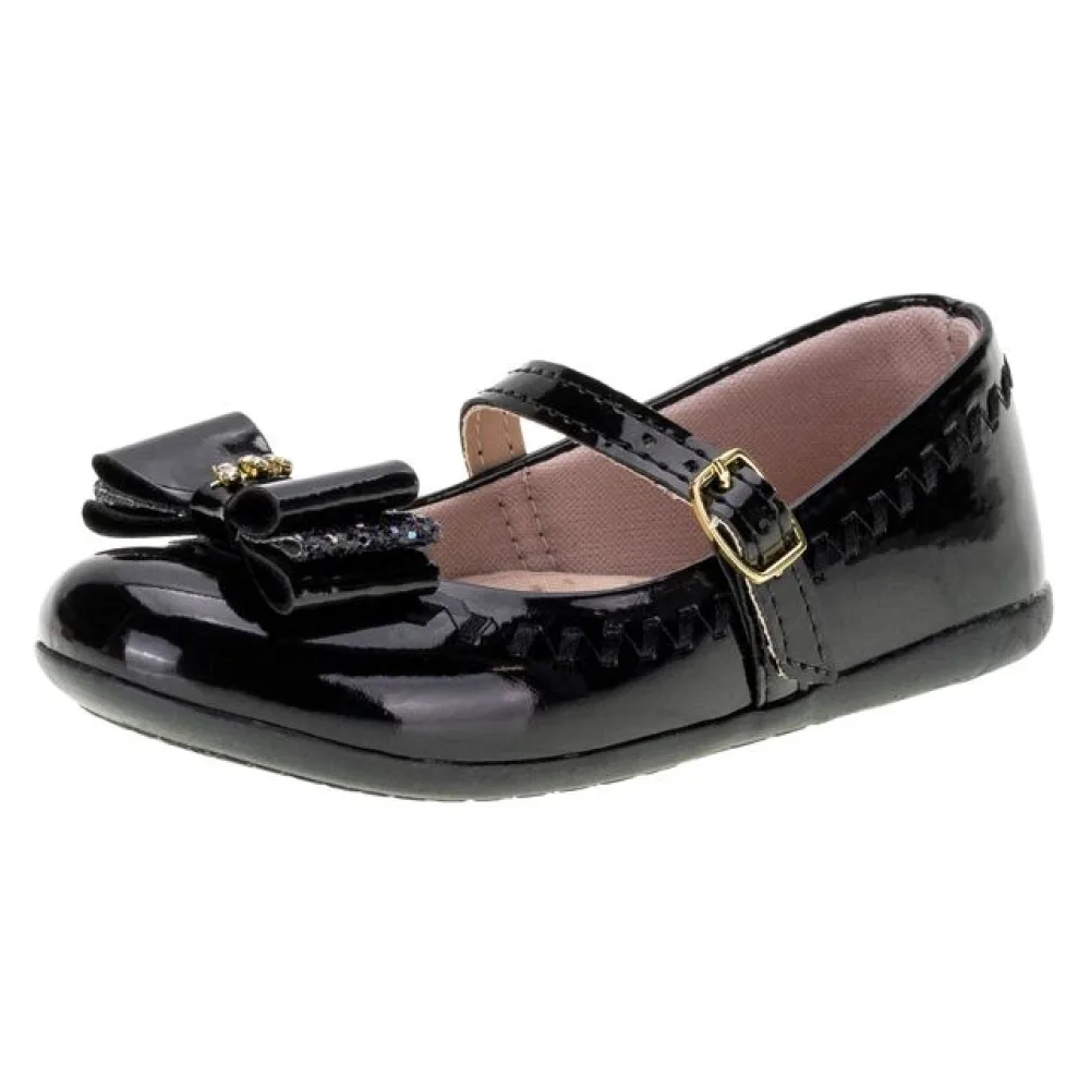 Sapatilha Infantil Feminina Lily Kids - 18117 VERNIZ/PRETO 22