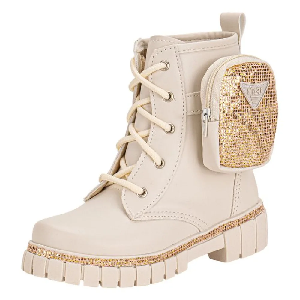Bota Infantil Feminina Coturno Bag Nilqi 15106 NATURAL 28