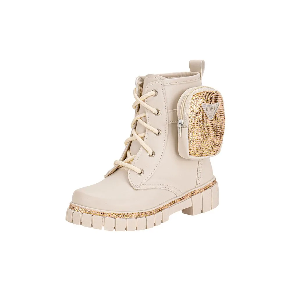 Bota Infantil Feminina Coturno Bag Nilqi 15106 NATURAL 28