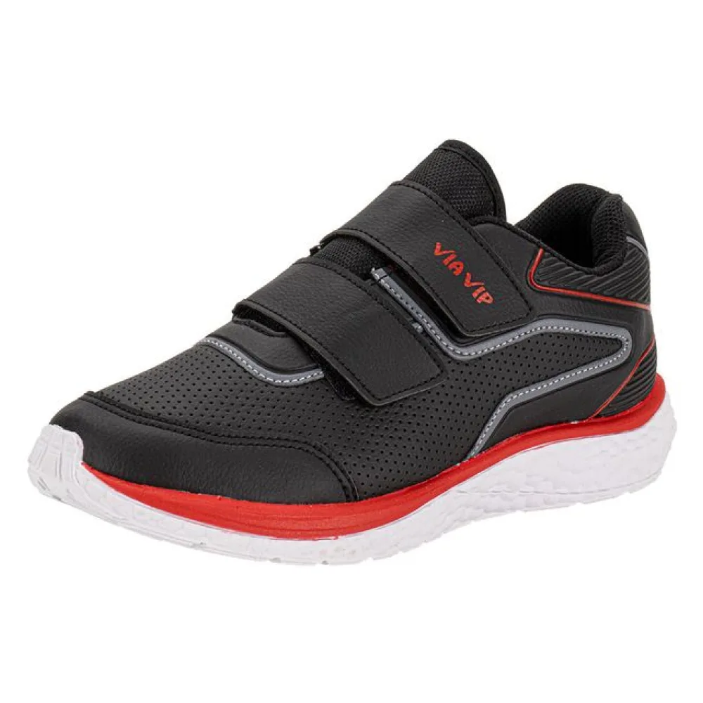Tênis Infantil Masculino Via Vip VV9528 PRETO/VERMELHO 27