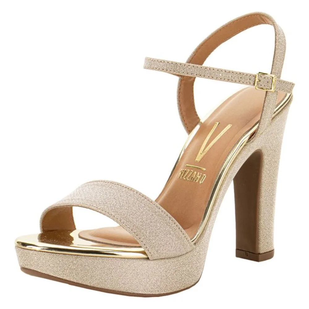 Sandália Feminina Salto Alto Vizzano - 6292200 DOURADO 34