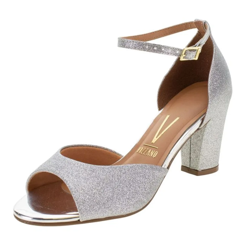 Sandália Feminina Salto Médio Vizzano - 6262206 PRATA 34
