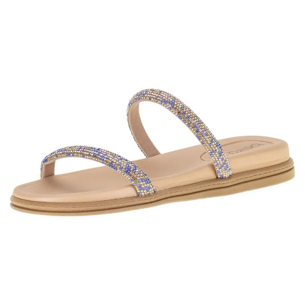 Tamanco Feminino Salto Baixo Beira Rio - 8488105 BEGE/AZUL 34