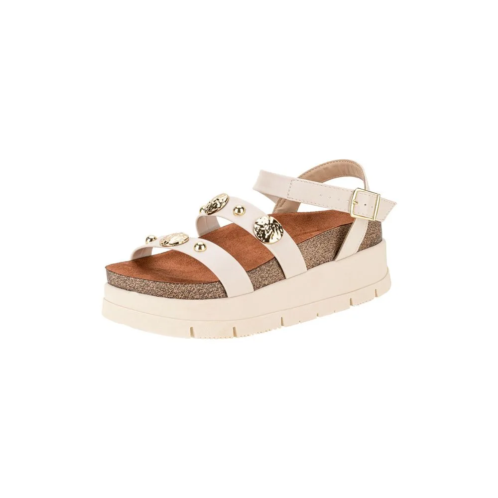 Sandália Feminina Flat Moleca 5513104 MARFIM 36