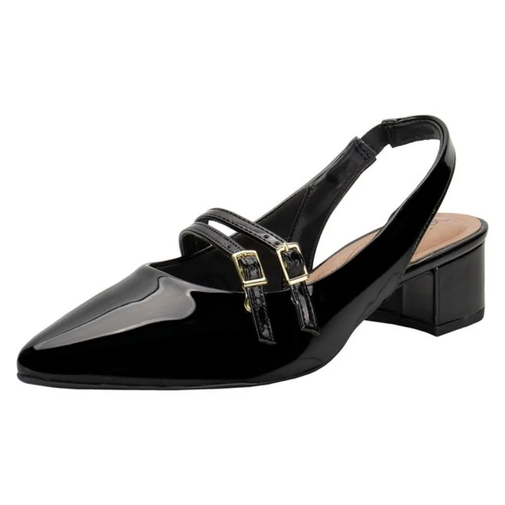 Sapato Feminino Salto Grosso Beira Rio 4182224 VERNIZ/PRETO 35