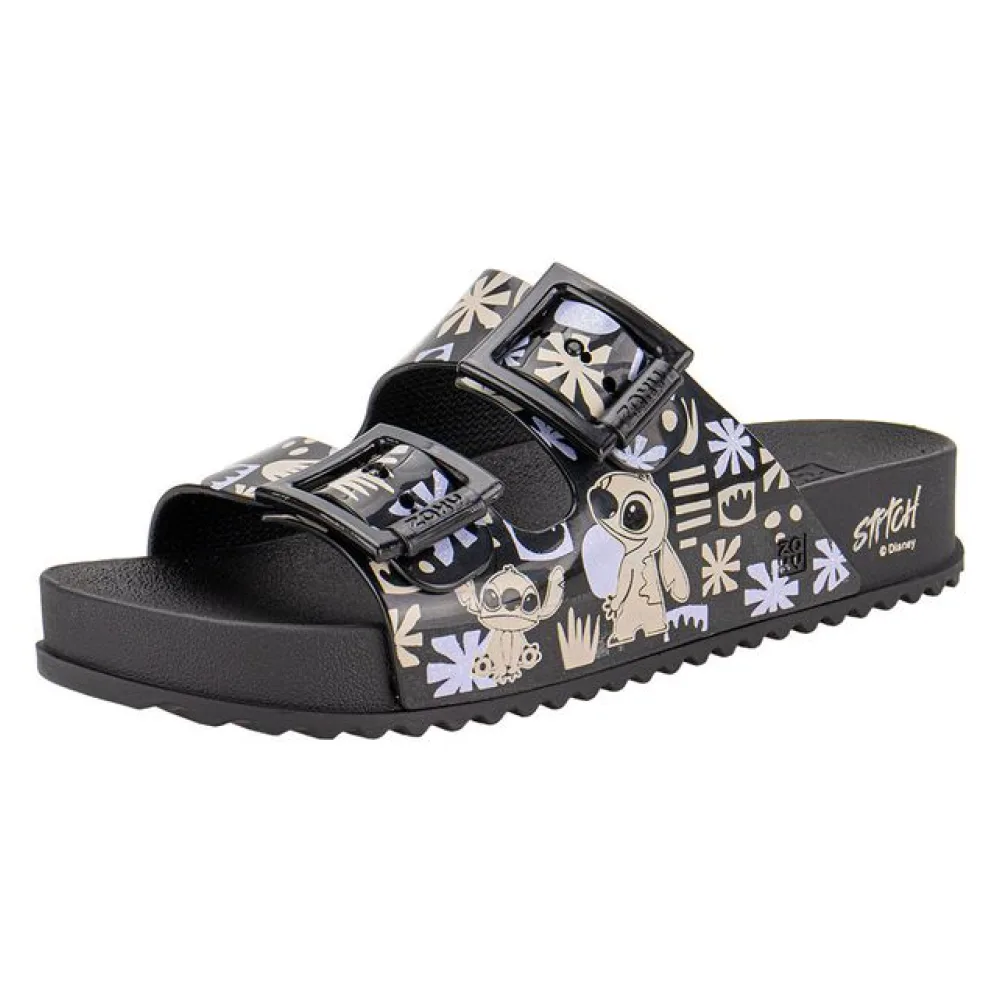 Sandália Feminina Conforto Disney Partner Zaxy 19149 PRETO/LILAS 33/34