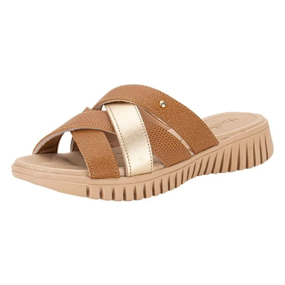 Tamanco Feminino Flat Usaflex UC21002 CARAMELO 35