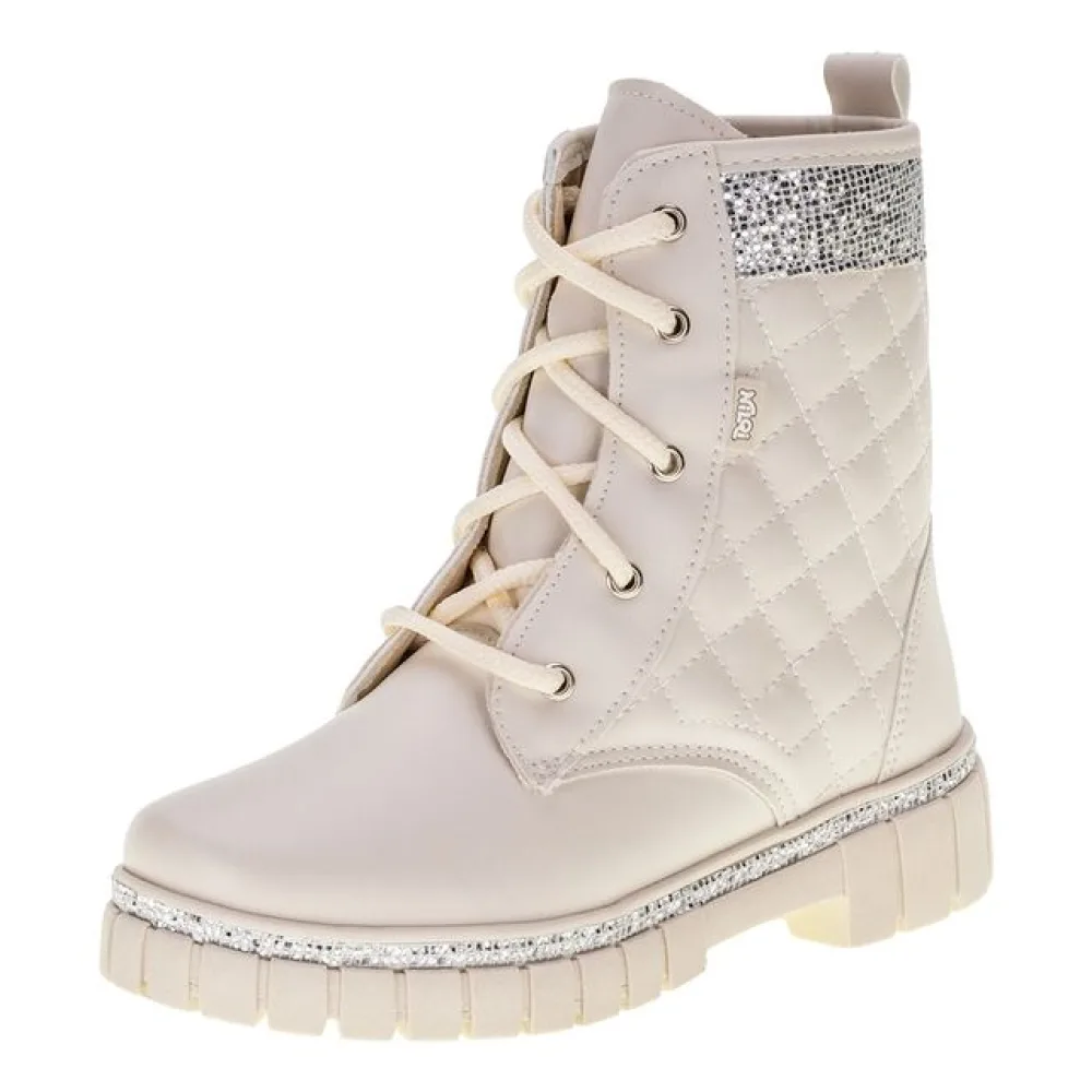 Bota Infantil Feminina Coturno Nilqi 1510 MARFIM 28