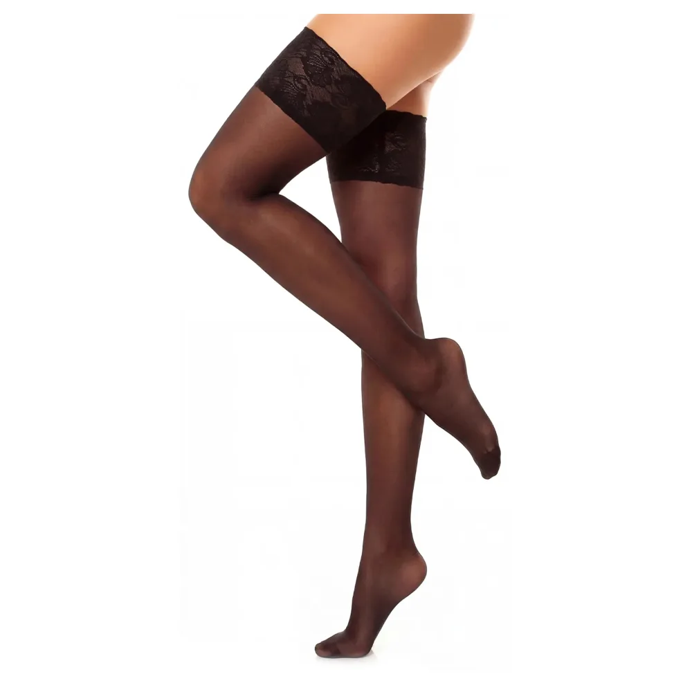 Glamory Deluxe 20 halterlose Strümpfe | Farbe: Black | Größe: 44-46