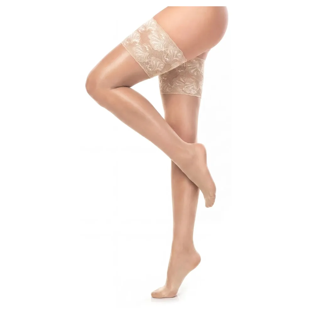 Glamory Deluxe 20 halterlose Strümpfe | Farbe: Champagne | Größe: 44-46
