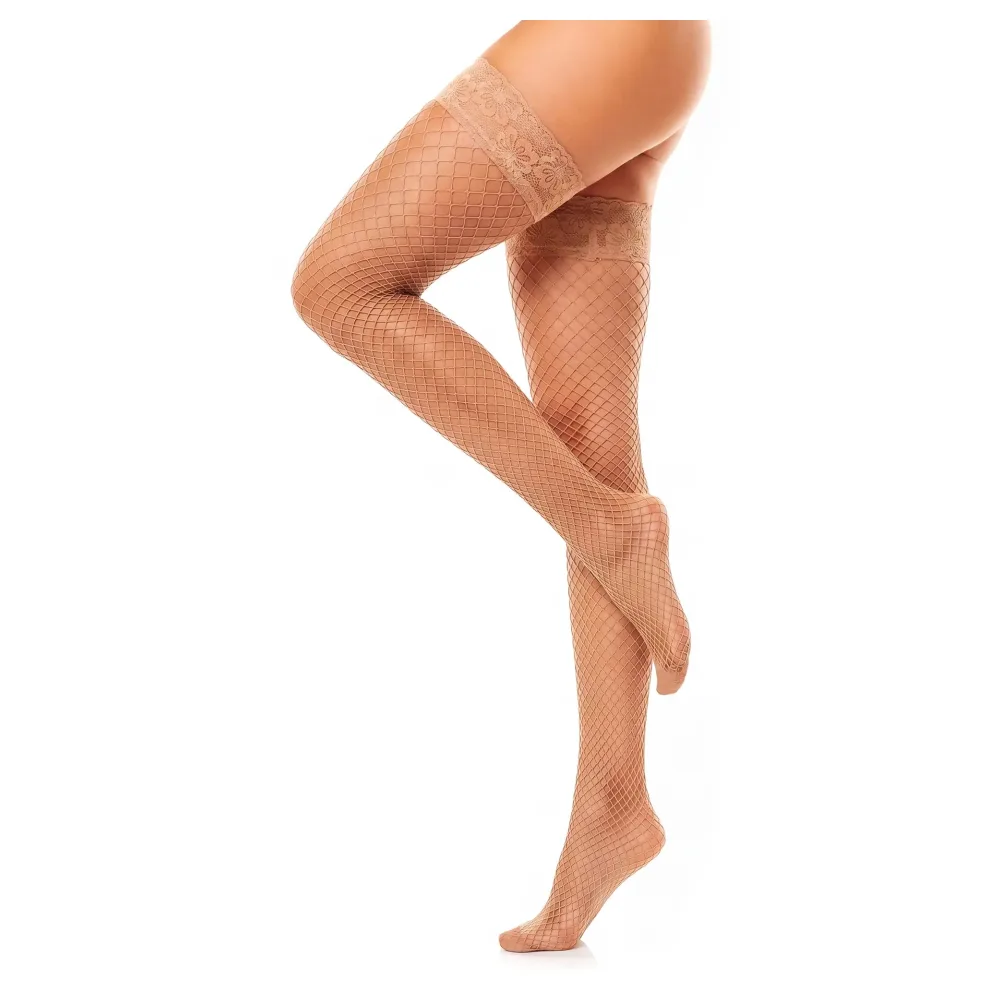 Glamory Mesh halterlose Netzstrümpfe | Farbe: Make up | Größe: 44-46
