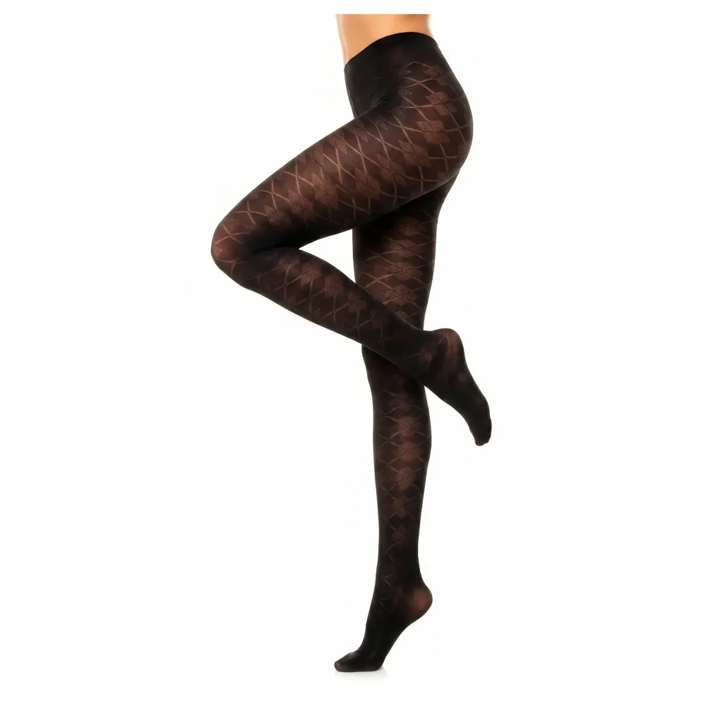Glamory Dune 70 Argyle Strumpfhose | Farbe: Black | Größe: 44-46