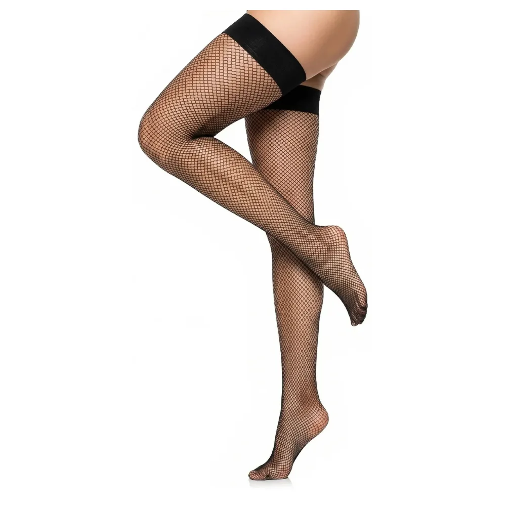 Glamory Mesh Fine halterlose Netzstrümpfe | Farbe: Black | Größe: 48-50