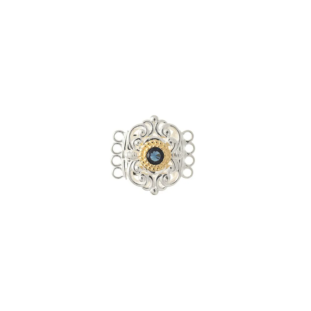 Schließe für Kropfkette 925 Silber Trachtenschmuck blau