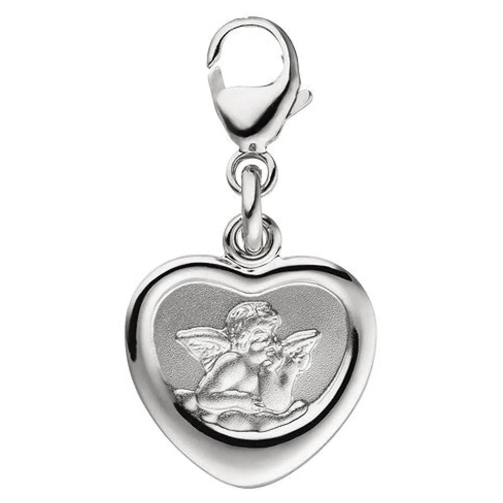 Anhänger Charm Schutzengel 925 Sterling Silber teil matt Herzcharm