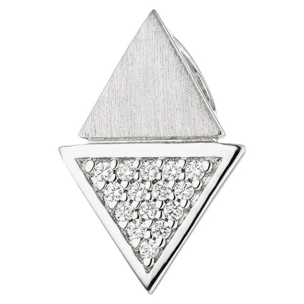 Anhänger dreieckig 925 Sterling Silber teil matt 15 Zirkonia Silberanhänger