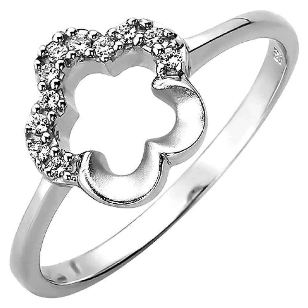 Damen Ring Blume 925 Sterling Silber 11 Zirkonia Silberring-56