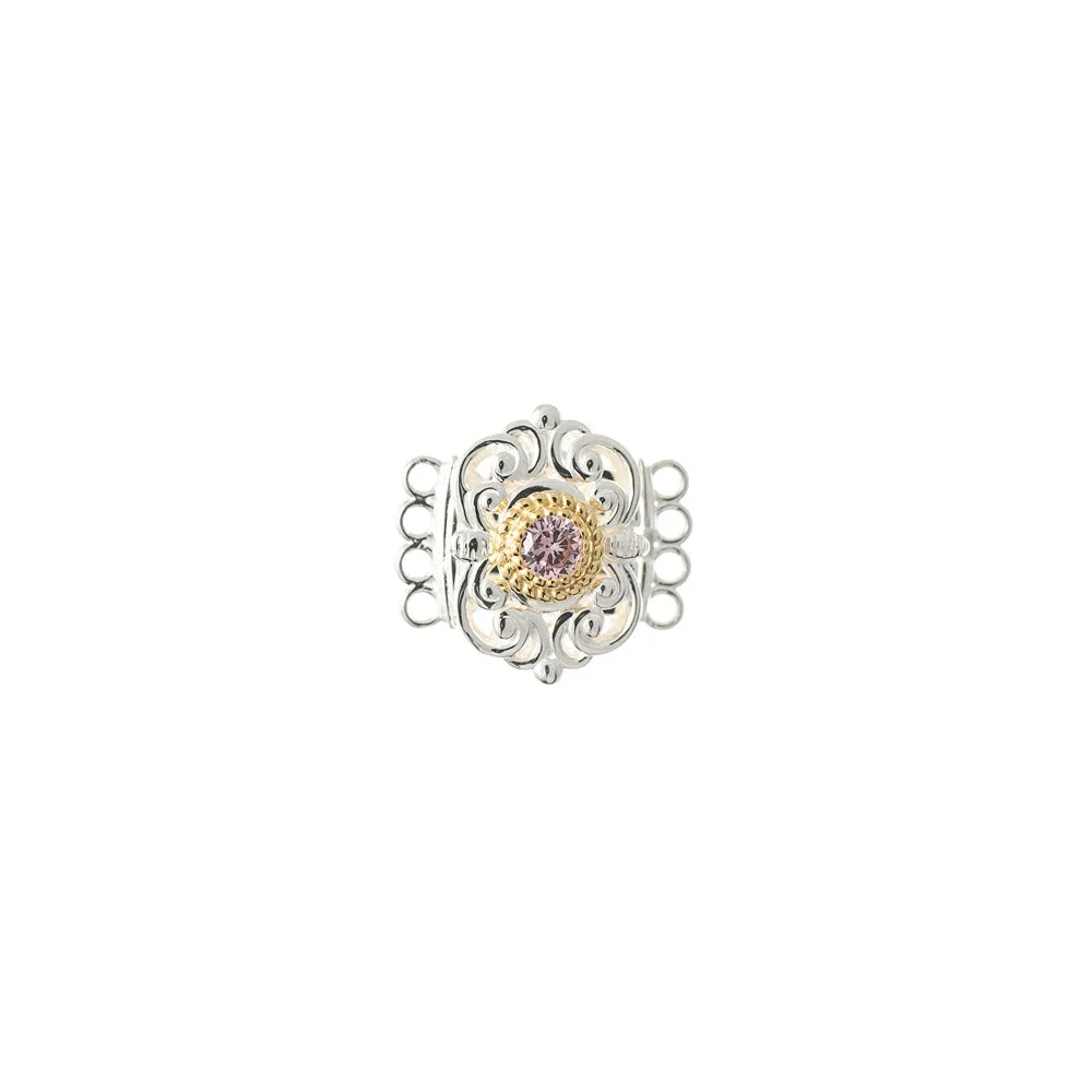 Schließe für Kropfkette 925 Silber Trachtenschmuck rosa