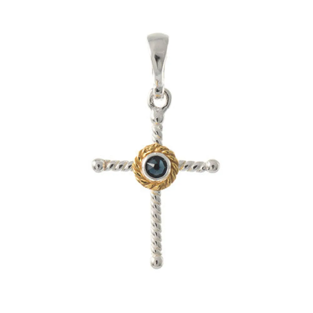 Anhänger 925 Silber Trachtenschmuck Zirkonia blau