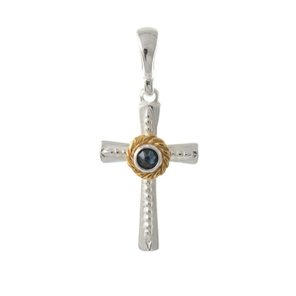 Anhänger 925 Silber Trachtenschmuck Zirkonia blau