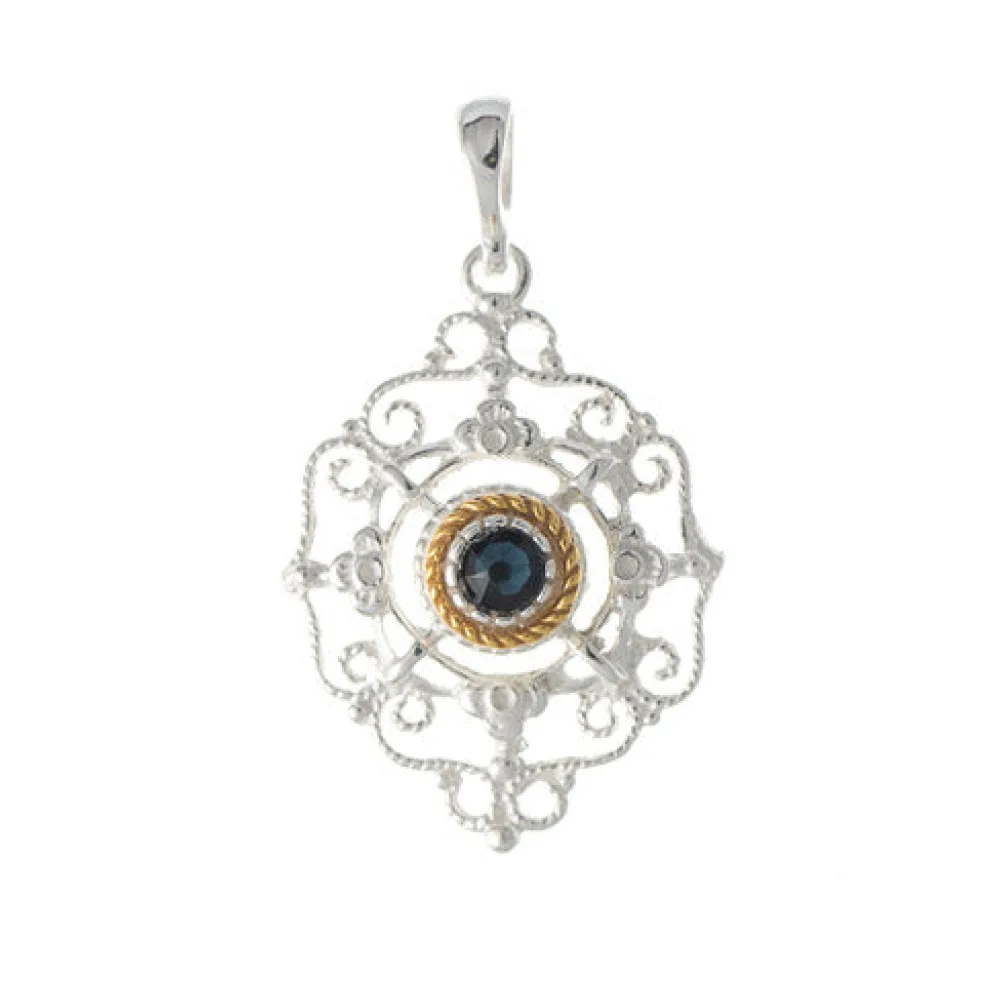 Anhänger 925 Silber Trachtenschmuck Zirkonia blau