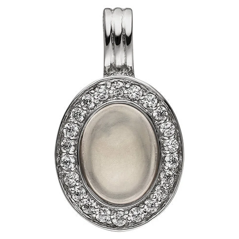 Anhänger Einhänger Oval 925 Sterling Silber 1 Rosenquarz 22 Zirkonia