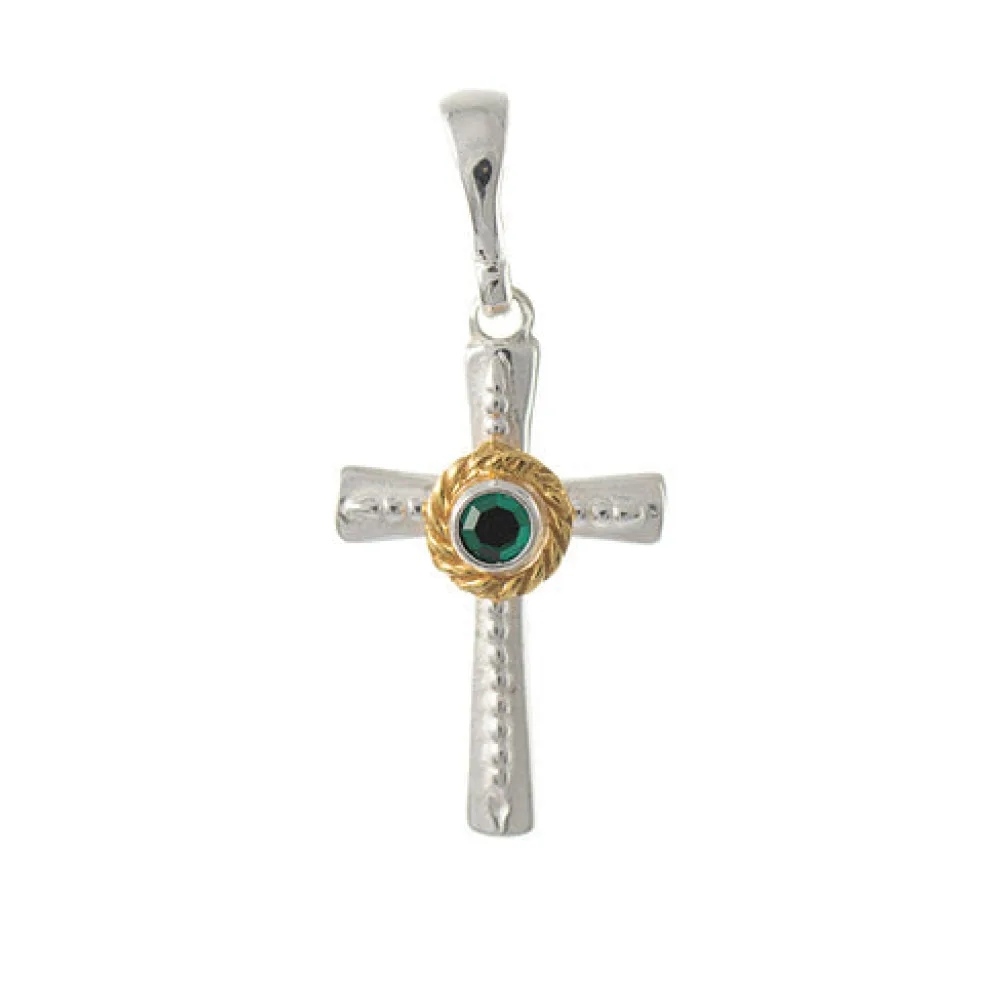 Anhänger 925 Silber Trachtenschmuck Zirkonia dunkelgrün