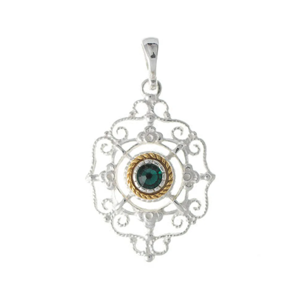 Anhänger 925 Silber Trachtenschmuck Zirkonia dunkelgrün