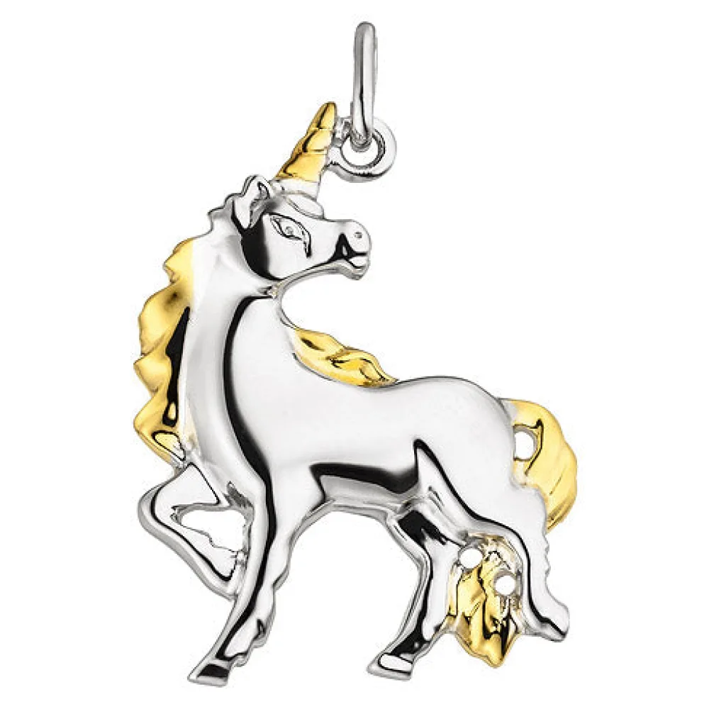 Anhänger Einhorn 925 Sterling Silber bicolor Silberanhänger Einhornanhänger