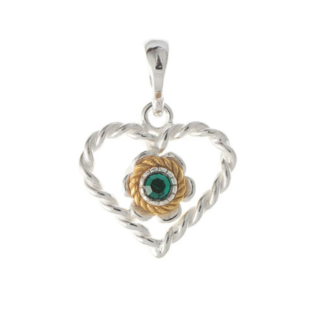 Anhänger 925 Silber Trachtenschmuck Zirkonia dunkelgrün