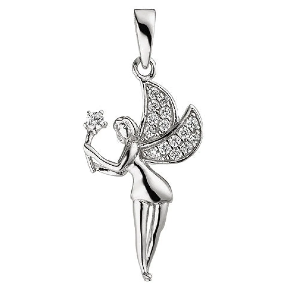 Anhänger Elfe Fee 925 Sterling Silber 16 Zirkonia Silberanhänger