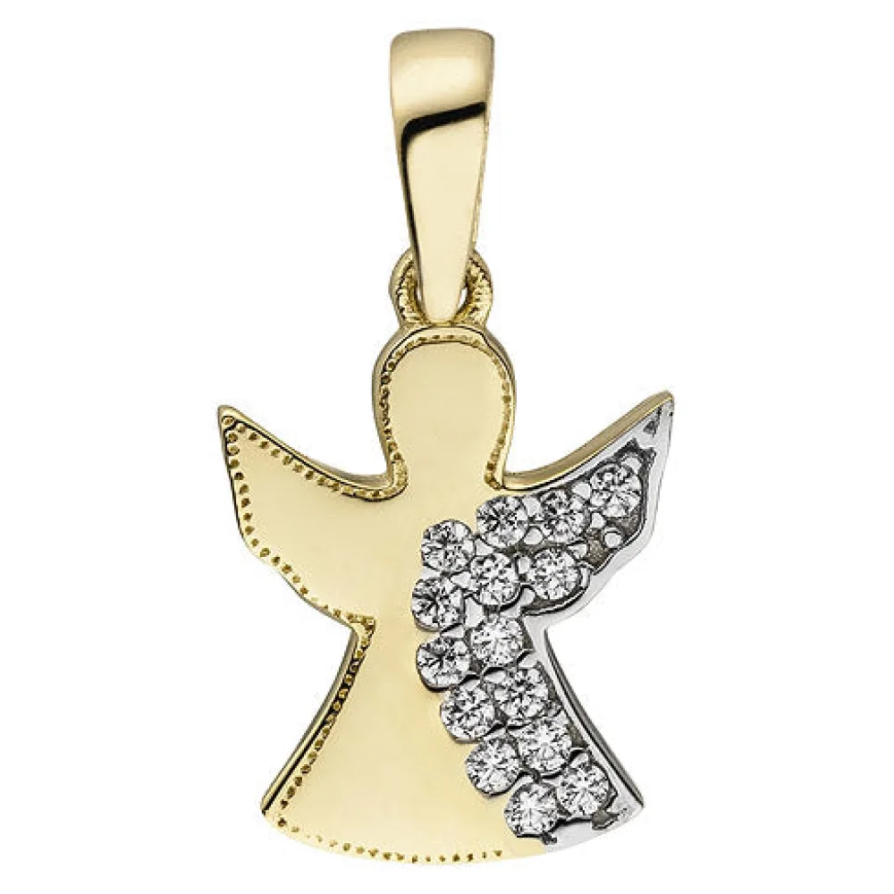 Anhänger Engel Schutzengel 333 Gold Gelbgold 15 Zirkonia