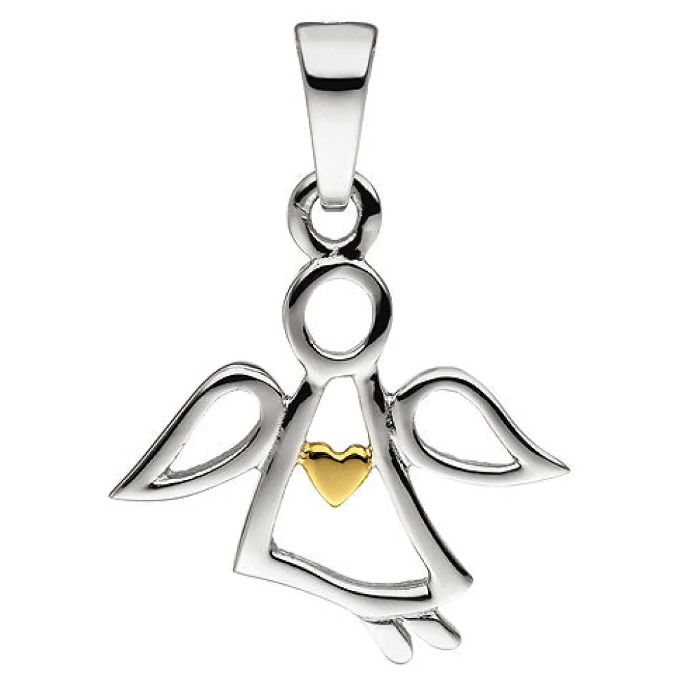 Anhänger Engel Schutzengel 925 Sterling Silber bicolor vergoldet Silberanhänger