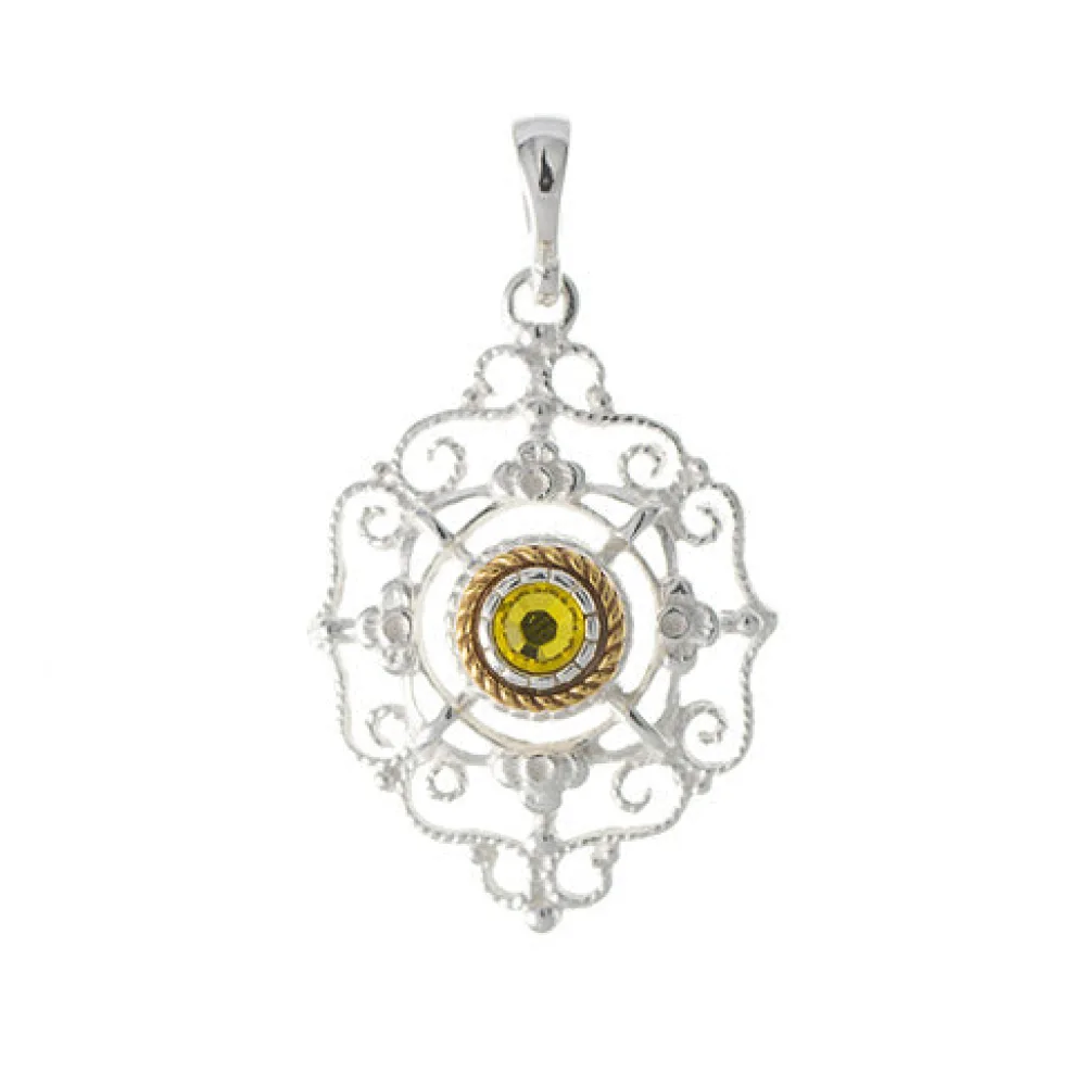 Anhänger 925 Silber Trachtenschmuck Zirkonia gelb