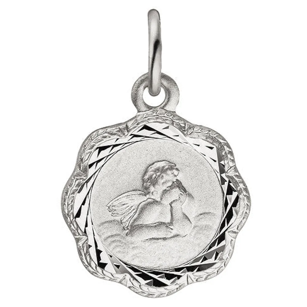 Anhänger Engel Schutzengel 925 Sterling Silber teil matt Silberanhänger