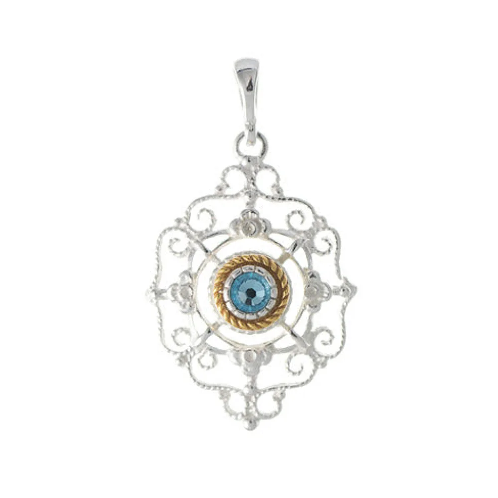 Anhänger 925 Silber Trachtenschmuck Zirkonia hellblau