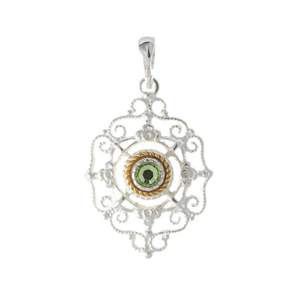 Anhänger 925 Silber Trachtenschmuck Zirkonia hellgrün