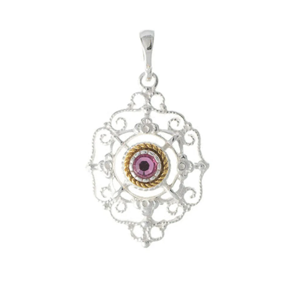 Anhänger 925 Silber Trachtenschmuck Zirkonia pink