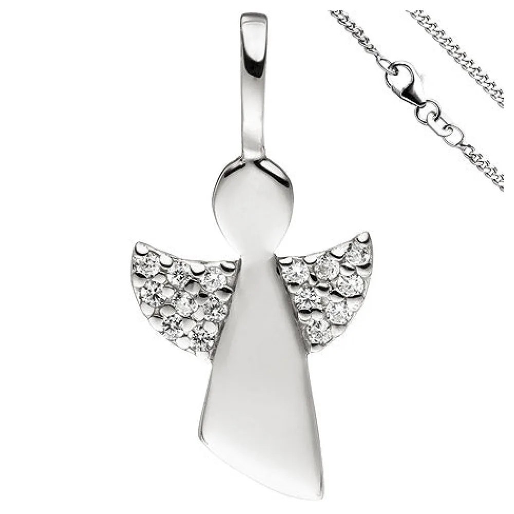Anhänger Engel Schutzengel 925 Sterling Silber Zirkonia mit Kette 42 cm