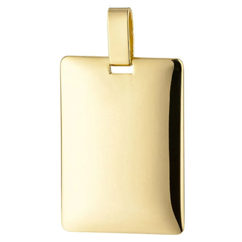 Anhänger Gravur Gravurplatte eckig 585 Gold Gelbgold massiv Goldanhänger
