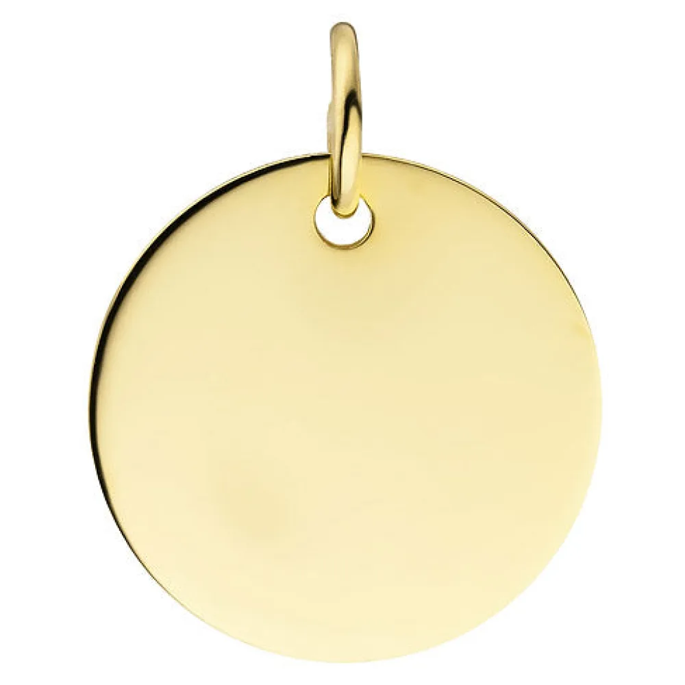 Anhänger Gravur Gravurplatte rund 585 Gold Gelbgold Goldanhänger
