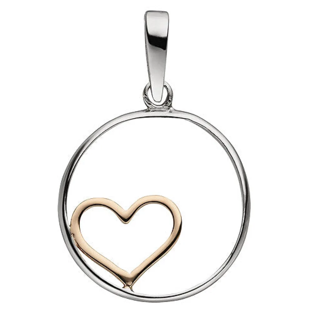 Anhänger Herz 925 Sterling Silber bicolor vergoldet Herzanhänger