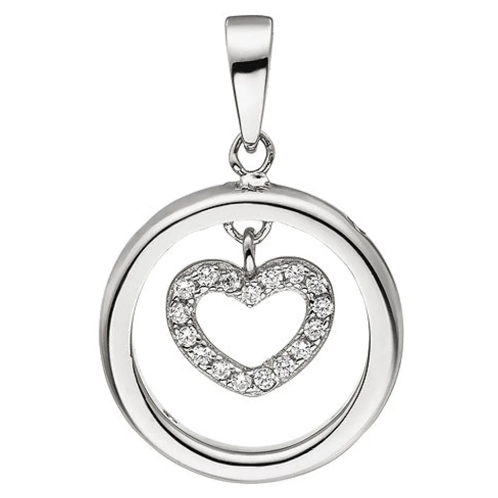 Anhänger Herz Herzen 925 Sterling Silber 21 Zirkonia Silberanhänger Silberherz