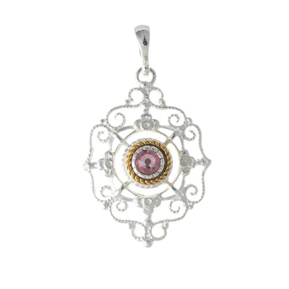 Anhänger 925 Silber Trachtenschmuck Zirkonia rosa