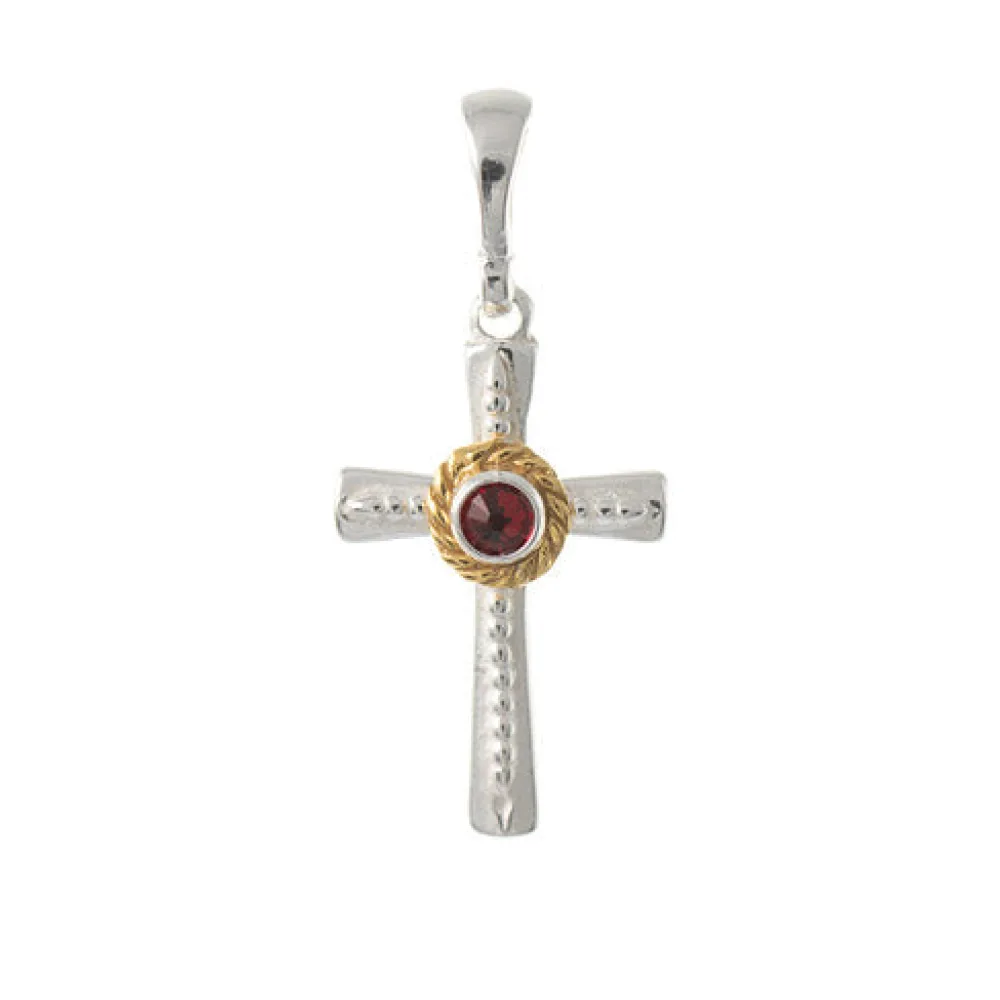Anhänger 925 Silber Trachtenschmuck Zirkonia rot