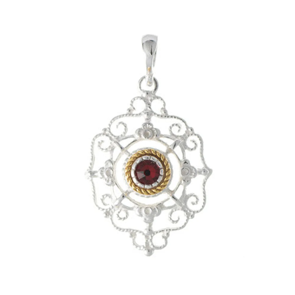Anhänger 925 Silber Trachtenschmuck Zirkonia rot