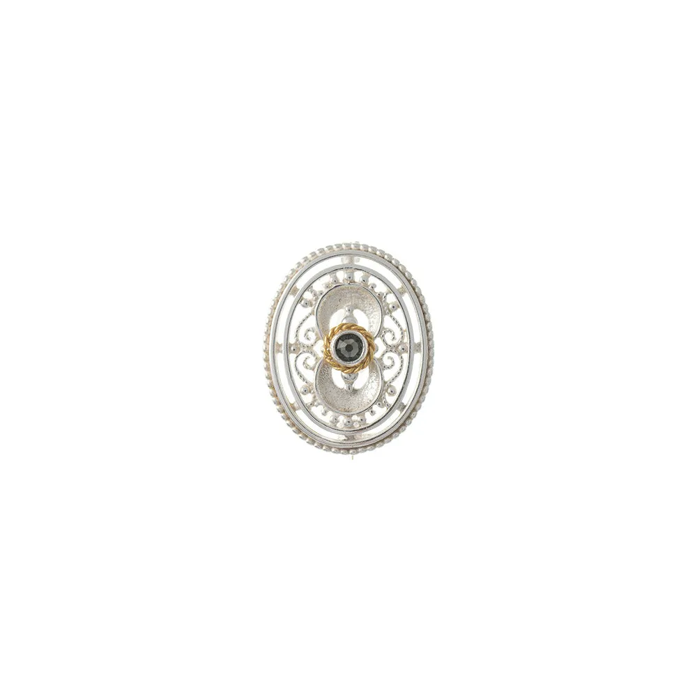 Brosche 925 Silber Trachtenschmuck Zirkonia anthrazit