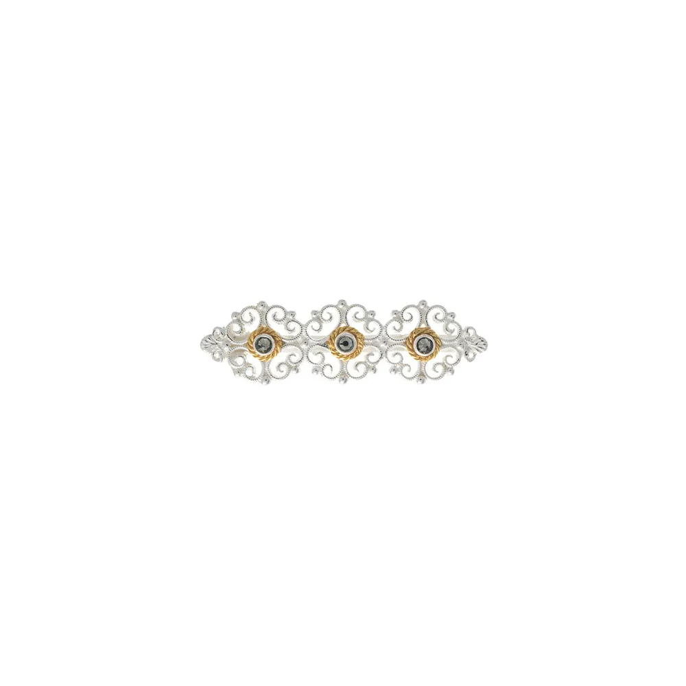 Brosche 925 Silber Trachtenschmuck Zirkonia anthrazit